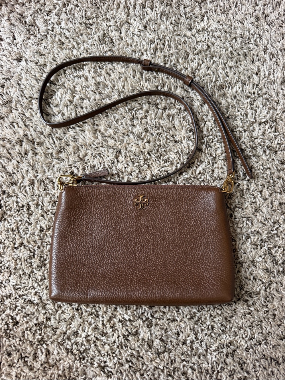 Tory Burch Brown Pebbled Leather Crossbody
